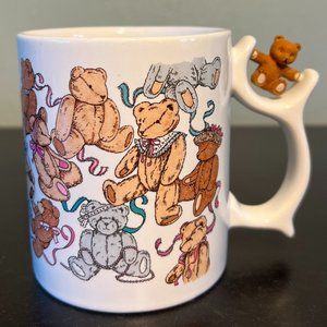 SPINNERS Teddy Bear Ceramic Mug by Talus ~ Spinning Tiny Bear Built Into Handle.